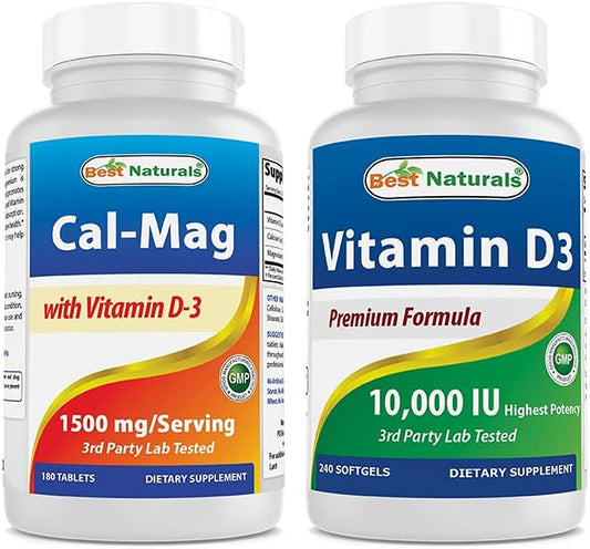 Best Naturals Calcium Magnesium with Vitamin D3 1500mg & Vitamin D3 10000 IU