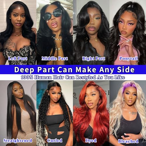 32 Inch 13x6 Body Wave Lace Front Wigs Human Hair 200 Density 13x6 HD Lace Frontal Wigs Human Hair Pre Plucked Natural Hairline Body Wave Glueless Human Hair Wig for Women