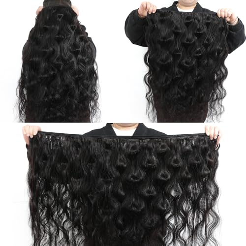 15A Raw Human Hair Bundles 18 20 22 24 Inche Body Wave Human Hair,Triple Lifespan Indian Virgin Hair,No Tangle Shedding,Multiple Washes Keep Texture Silky Soft