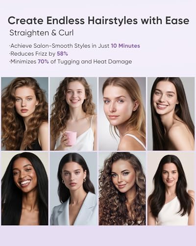 1" Ceramic Flat Iron With Vibrating Plates, Dual Voltage Travel Hair Straightener for Women - Ionic & Volcanic Mineral Technology to Lock in Moisture, Straightener and Curler, 10 Heat Settings