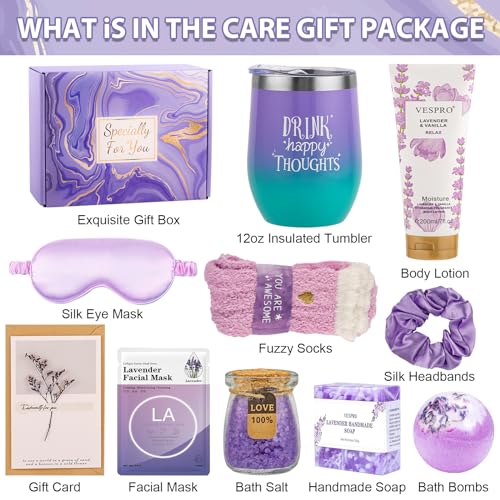 Birthday & Get Well Soon Care Packages & Gift Baskets for Her - Bath Relaxing Spa Set - Self Care Gifts for Women Who Have Everything