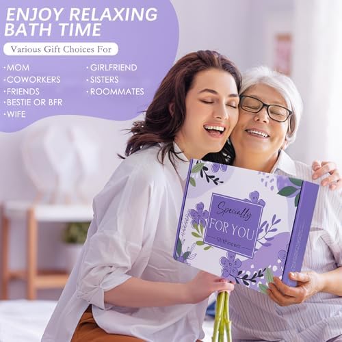 Birthday Gifts for Women, Self Care Gifts for Women, Relaxing Spa Gifts Basket Care Package w/Flannel Blanket, Mothers Day Gifts for Mom Her Best Friend Grandma Sister Wife (Purple)