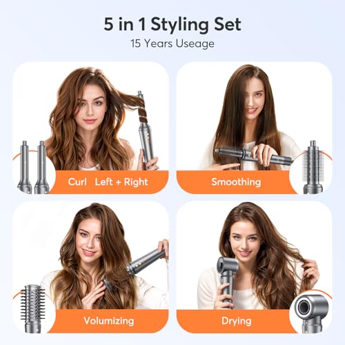 5 in 1 Hair Styler, High-Speed Professional Frizz-Free Hair Dryer Brush, No Heat Damage Air Styler Wrap Blow Dryer - Curl, Volumize, Straighten, 300 Million Ions, Multi Styler, Gift for Women