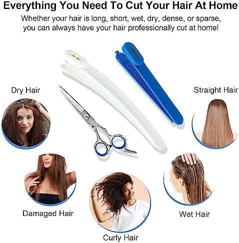 Hair Cutting Scissors, Hair Cutting Kit Women, DIY Home Hair Cutting Tools for Bangs Cutter, Layers, and Split Ends, Scissors for Cutting Baby Hair(Set of 3) Color Blue