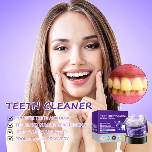 2025 New Teeth Restoration Mineral Powder Purple Natural Mineral Tooth Powder for Teeth Whitening Tooth Strengthening & Gum Care Fresh Breath