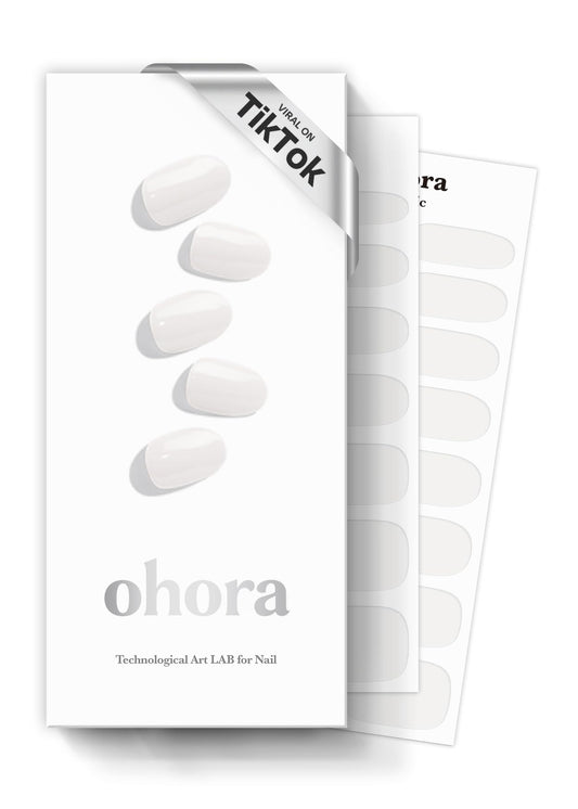 ohora Semi Cured Gel Nail Strips (N Clean White) - White, Solid, Works with Any UV/LED Lamps, Salon-Quality, Long Lasting, Easy to Apply & Remove - Includes 2 Prep Pads, Nail File & Wooden Stick
