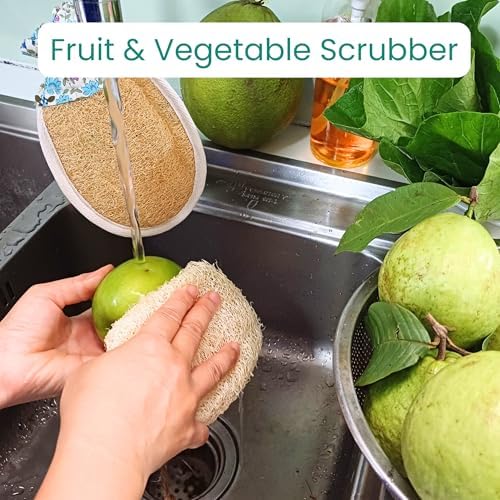 5 Pcs (7 – 10 Inches) Shower Loofah Exfoliating Body Scrubber | Natural Loofah Sponge | Bath for Loofah for Men and Women | Pack of 5