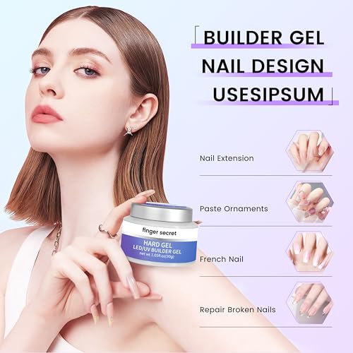 Hard Gel Builder Gel for Nails Strong Long-lasting Nude 3D Sculpting for Nail Extension 2oz (clear&nude, 1fl.oz*2)