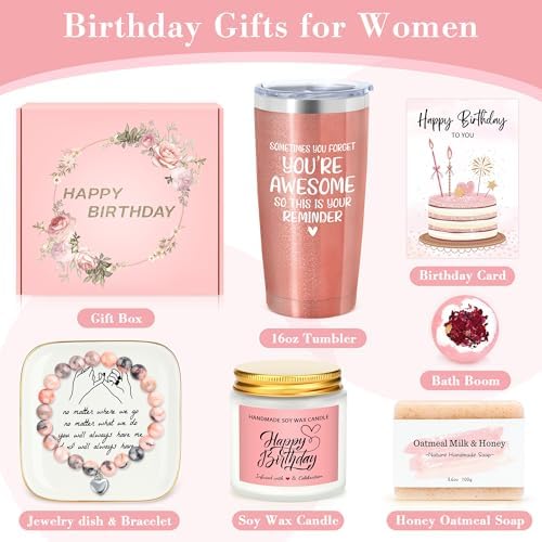 Birthday Gifts for Women Happy Birthday Gifts Basket for Women Best Friend Birthday Gifts for Women Friendship Birthday Presents for Women Birthday gifts Ideas Box for Woman Sister Her Coworker Bestie