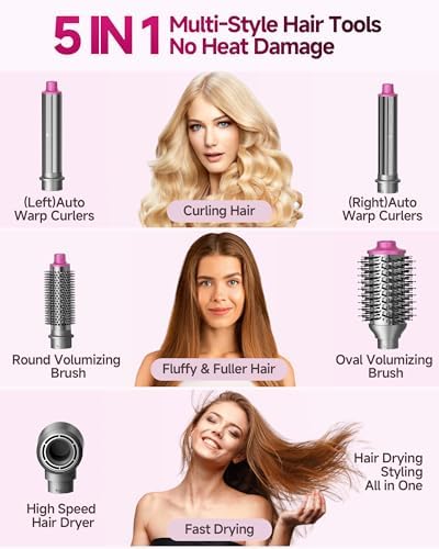 5 in 1 Hair Dryer Brush WindBlow Magic Styler, 110,000 RPM High-Speed Turbo Blow Dryer Brush, Professional 500 Million Negative Ionic Hair Dryer, Fast Drying for Curling Volumizing Air Styling