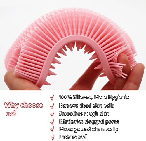2Pack Dual Sided Silicone Body Scrubber for Exfoliating, Shower&Scalp Massage, 2 in 1 Bath&Shampoo Brush,Soft Body Exfoliator Silicone Loofah Shower Scrubber Brush for All Kinds of Skin