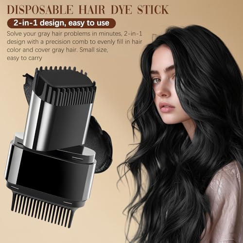 2 in 1 Hair Color Stick, Waterproof and Sweat-Proof Hair Dye Stick, Portable Color Touch-Up Hair Sticks With Comb, Cover Gray Hair Color Correction Sticks for Unisex (03# Chestnut Brown)