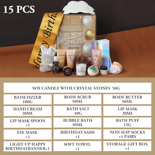 Birthday Gifts for Women & Men，Happy Birthday Surprise Box, 14pcs Luxury Spa Gifts, Gift Box for Mens Unique with Hand Cream, Holiday Advent Calendar, Skin Care Gift Sets for birthday