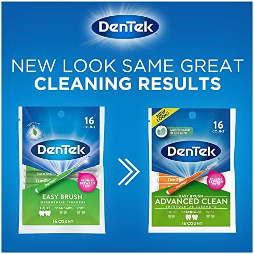 DenTek Easy Brush Advanced Clean Interdental Cleaners, Standard, 16 Count, 6 Pack