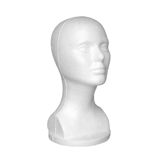 Bluelans Female Styrofoam Mannequin Wig Head Display, White Foam Head Stand Model for Hats Wigs Sunglasses Halloween Decoration