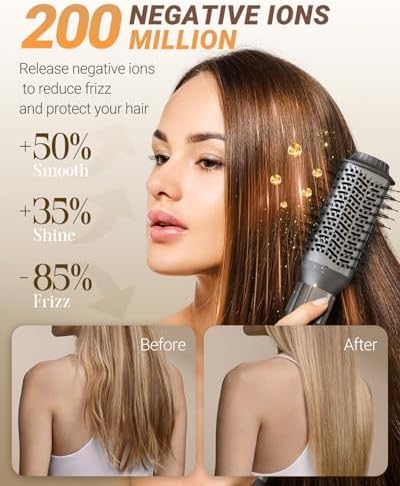 Hair Dryer Brush 6 in 1 Professional Hot Air Styler, 110,000 RPM High-Speed Negative Ionic Hair Dryer, Auto Wrap Curler Frizz-Free Blow Dryer Brush for Curling Volumizing Straightening Styling