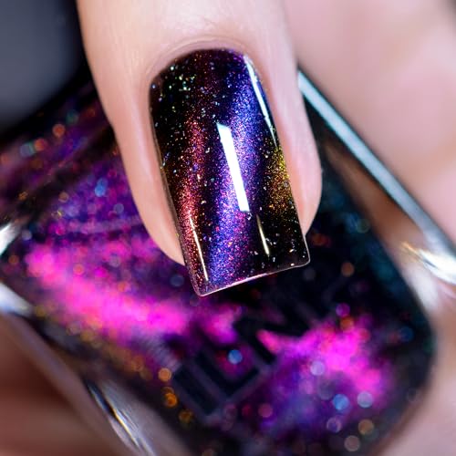 ILNP High Roller - Black-Based Purple Magnetic Holographic Nail Polish