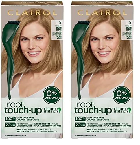 Clairol Root Touch-Up by Natural Instincts Permanent Hair Dye, 8 Medium Blonde Hair Color, Pack of 2