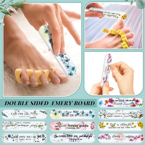 50 Pack Christian Gifts for Women Bulk Church Bible Verse Nail Files Floral Scripture Emery Boards Christian Religious Gift Nail Files for Employee Appreciation Teacher Staff Coworkers Women