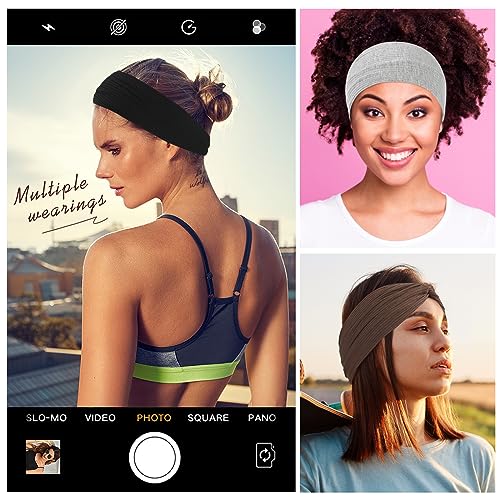 12 Pcs Stretchy Headbands for Women, Absorbed Sport Headband Soft Twist Headbands for Daily Life Yoga Workout
