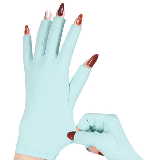 chemotex UV Nail Gloves, Professional UPF50+ Protection UV Gloves for Gel Manicures (Blue)