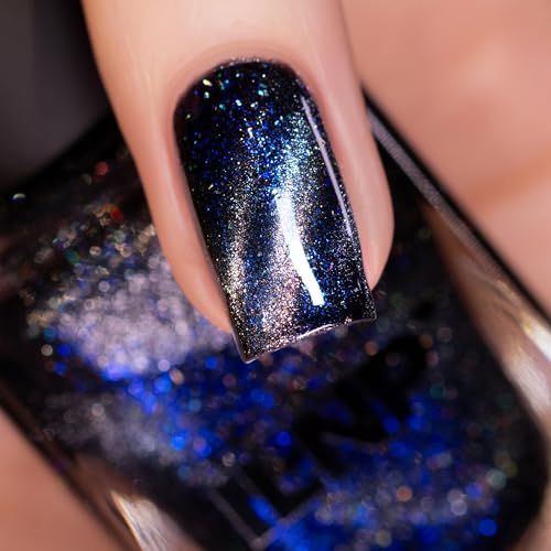 ILNP Darkest Hour - Black-Based Blue Magnetic Shimmer Nail Polish - Vegan, Cruelty Free, Non Toxic