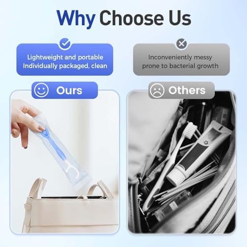 2025 New 5 in 1 Mini Toothbrush & Floss, 26 PCS Disposable Mini Toothbrushes with Toothpaste, All in one Oral Care on The go, Portable Travel Toothbrush and Toothpaste Set (1 Set/26 Pcs)