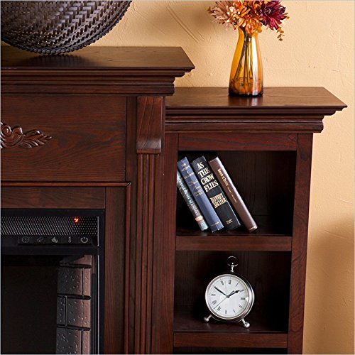SEI Furniture Tennyson Bookcases Electric Fireplace, Espresso
