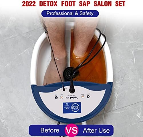Ionic Foot Bath Detox Machine, Ion Detox Foot Bath Cleanse, LED Display Spa with Heated Belt, Wrist Strap, Arrays, Liners (Portable Handbag)