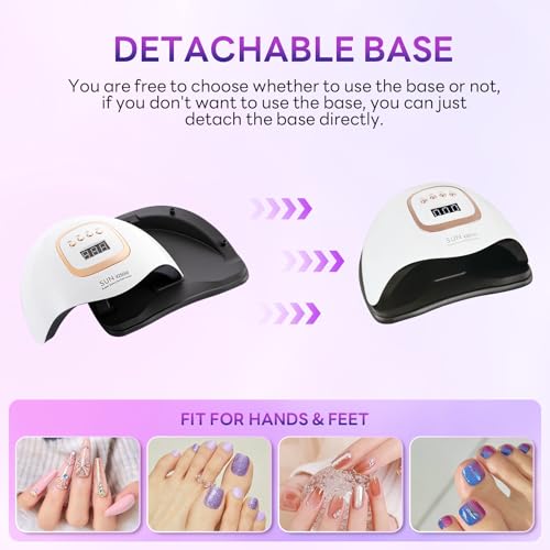 380W UV LED Nail Lamp, Professional Nail Dryer Gel Polish Light with 81 Beads, UV Nail Light With 4 Timer Settings, Nail Polish Curing Gel LED Dryer With Automatic Sensor
