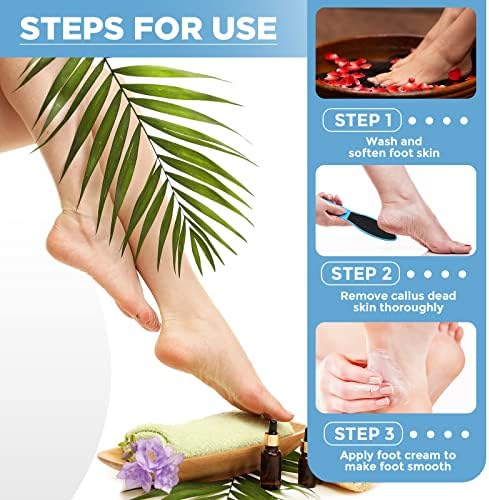 100 Pcs Pedicure Foot File Double Sided Callus Remover Sandpaper Foot Sander Scraper Scrubber with Plastic Handle Heel Rasp Tool for Feet Spa(Blue)