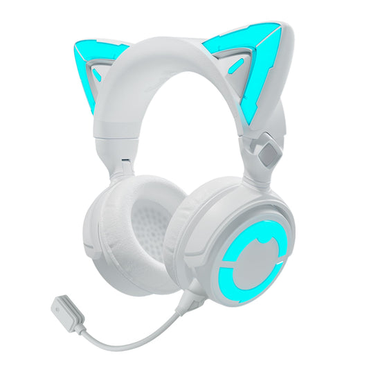 YOWU Cat Ear Headphones 4GS -Wireless Bluetooth Noise Cancelling Headphones, RGB Gaming Headset with Mic & 2.4G USB/Type C Dongle for PC/PS4/PS5/XBOX/Switch