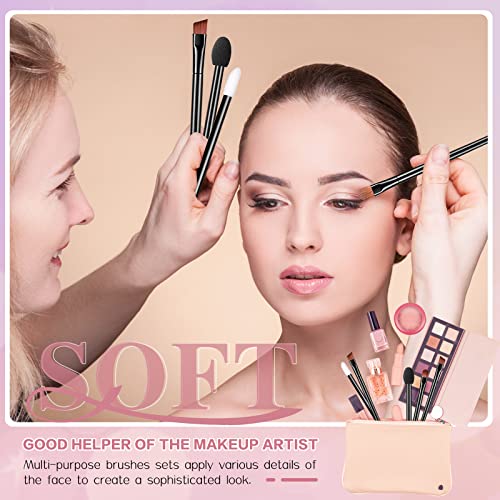 250 Pieces Disposable Eyebrow Brushes Makeup Brush Set, 100PCS Angled/Round Eyebrow Brushes 50PCS Double-End Eyeshadow Brushes, 100PCS Lip Brushes for Women Girls Salon Beauty Cosmetic Make up Tool