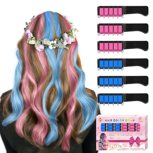 Hair Chalk for Girls - Temporary Bright Hair Color Comb for Birthday, Cosplay, Halloween, Christmas