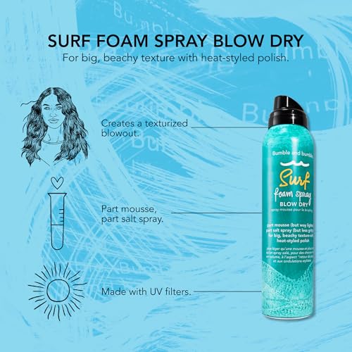 Bumble and bumble. Surf Foam Spray Blow Dry Hair Lightweight Mousse | Adds Texture + Hold | Wavy, Straight, 4 Ounce