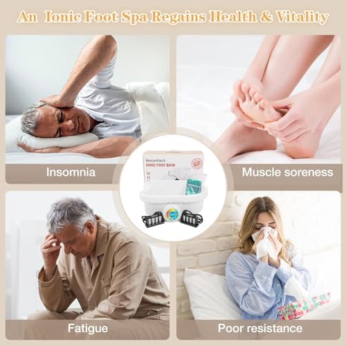 Ionic Foot Bath Detox Machine, Feet Detox Machine for Home Use Salon, an Ionic Foot Spa at Home with 2 Super Duty Arrays,Epsom Salt, 10 Basin Liners (Colorful)