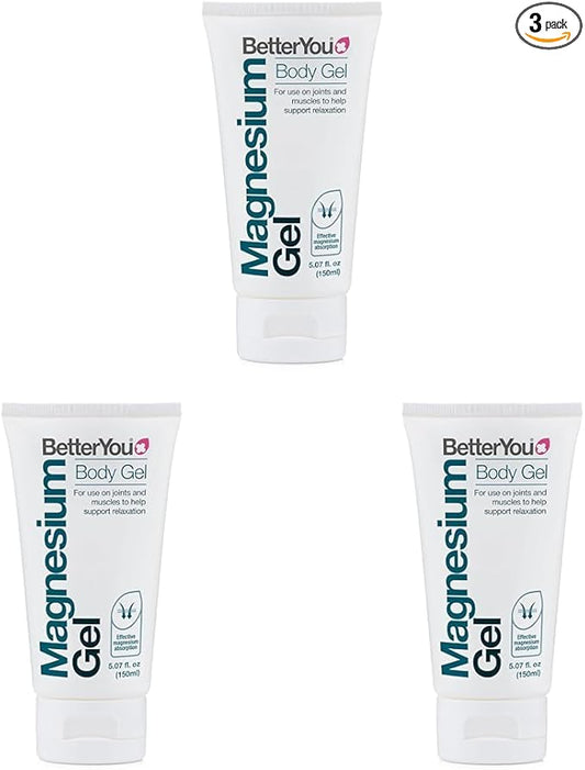 BetterYou Magnesium Gel - Relaxing Muscle Rub - Topical Magnesium for Effective Absorption - Tense Joint Support and Sore Muscle Relief - 5.07 oz (Pack of 3)