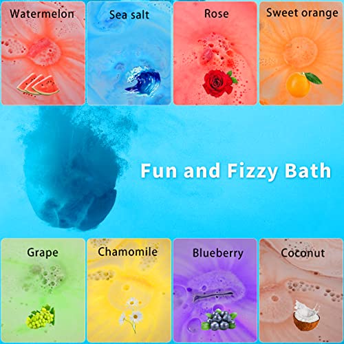 3.88OZ Bath Bombs for Kids Boys Girls Women with Toys Inside Surprise, 8 Light up Bath Bomb of Solar System Set, Organic Essential Oil spa Gift Set for Party, Christmas (8PCS Surprise Toys and Card)