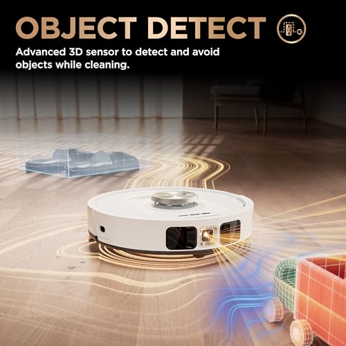 Shark Robot Vacuum & Mop Combo, PowerDetect NeverTouch Pro,Self-Emptying,Self-Refill with Self-Clean Pad Wash & Dry, 60-Day Debris Capacity,30-Day Refill Tank, 5PowerDetect Technologies,White,AV2800ZE