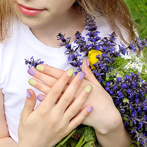 Honoson 720 Pieces Short False Nails Medium Square Artificial Fake Nails Full Cover Fingernails Coffin Press on Nails Glossy False Nails Tips for Women Girls DIY Nail(Elegant Colors)