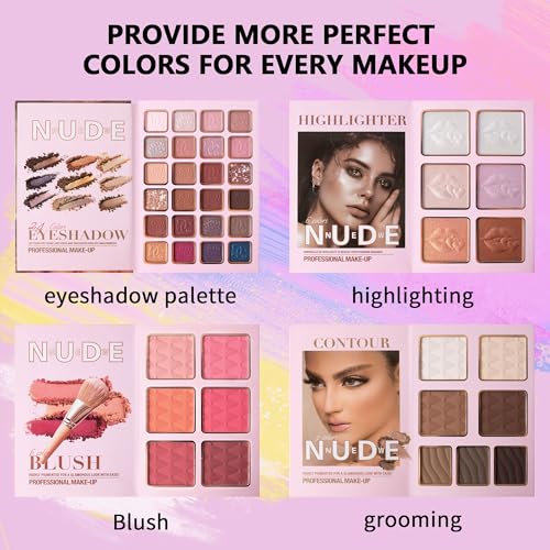 4-Layer Multi - Functional Beauty Book Kit- Style Makeup Palette Ingeniously Combines Eyeshadows, Blushes, Highlighters, Contour Powders In One,Best Choice for A Gift for Women (U137A)