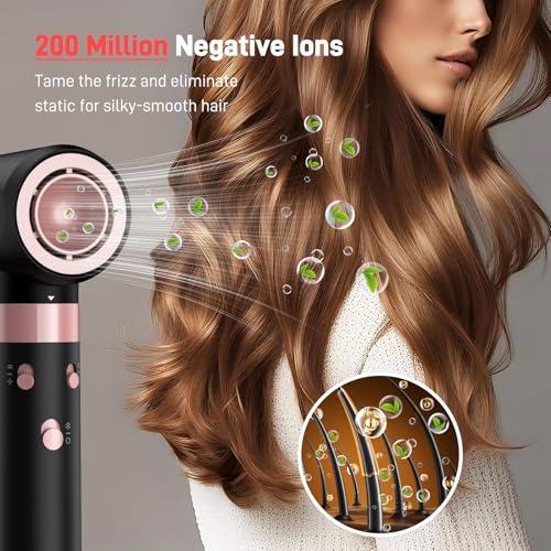 3 in 1 Air Styler with High-Speed Hair Dryer Brush & Air Wrap Curler for Curling, Negative Ions Frizz-Free Styling Drying, No Heat Damage, Fit for All Hair Types Hot Hair Styler with Travel Case