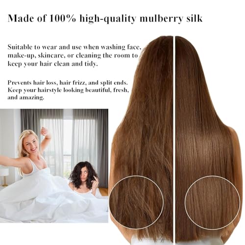 100% Mulberry Silk Bonnet for Women Hair Care, Grade 6A Silk Sleeping Cap - Stay On All Night Hair Wrap for Sleeping (Apricot/06, One Size-Medium)