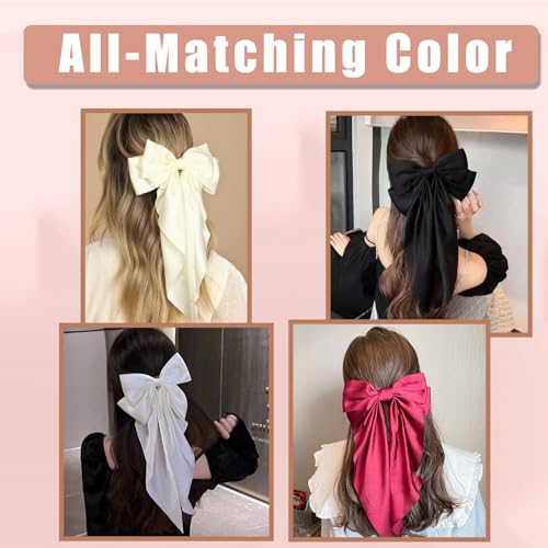 10 PCS Hair Bows,Hair Bows for Women,Hair Ribbons,Oversized Long-tail Cute Aesthetic Hair Accessories,Large Hair Barrettes for Women,Big Hair Bow,Big Bows for Girls