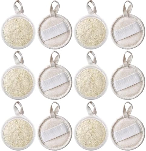 12 Pack Natural Loofah Face Scrubber & Exfoliator, Organic Exfoliating Facial Scrub Pads and Sponges for Women & Men