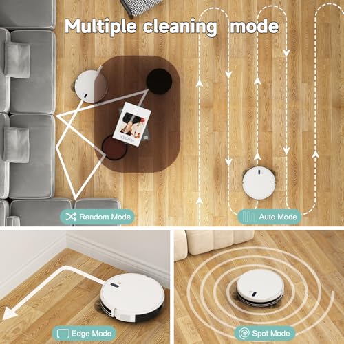Timnbo L200s Robot Vacuum Cleaner and Mop Touchless Vacuum Automatic Vacuum Robotic Self-Charging Ideal for Pet Hair Hard Floor, White