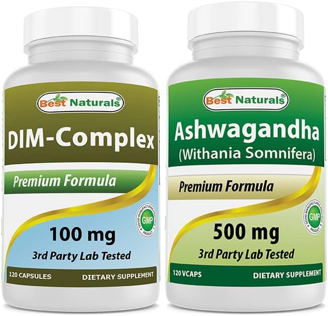 Best Naturals DIM Supplement 100 mg & Ashwagandha Extract 500 Mg