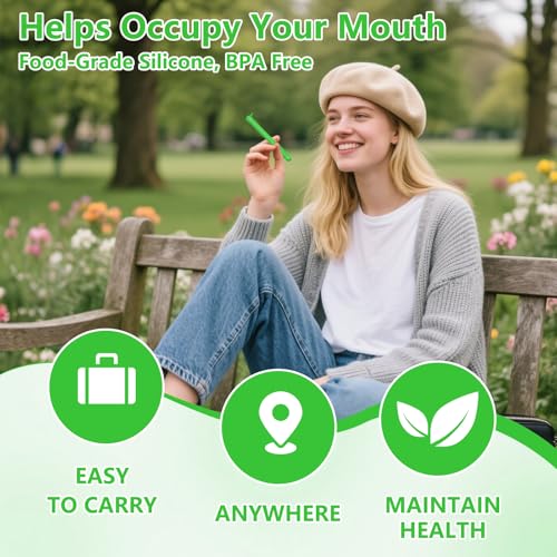 3PCS Chewable Essential Oil Breath Stick, Chewable Breather Stick for Fresh Breath, Portable Breath Freshener with 9 Replacement Cores, Chewable Essential Oil Breath Stick Travel-Friendly