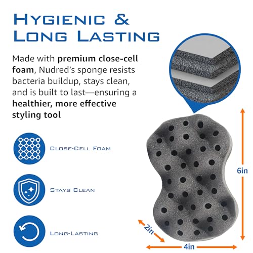 Hair Sponge for Black Men and Women, Hair Twisting Sponge, Barber Curling Care Tool, Brushes for Curling Afro Style Dreads, Curls, Coils & Twists, Curl Sponge Brush (Silver, Convoluted)