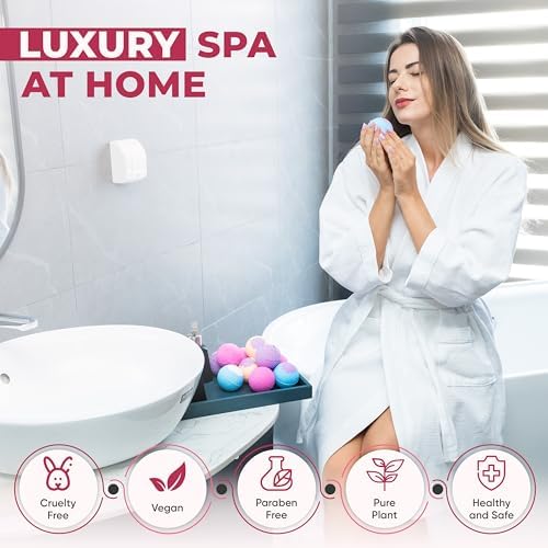 12 Extra Large Organic Bath Bombs Gift Set for Women - Moisturizing Shea Butter & Essential Oil Infused Shower Lush Bathbombs kit for Girls, Bath Balls & Birthday Gifts for Women